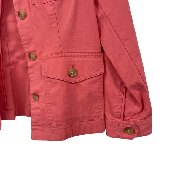 Talbots Button Front Coral Utility Jacket Womens Petite XS - Picture 3 of 8